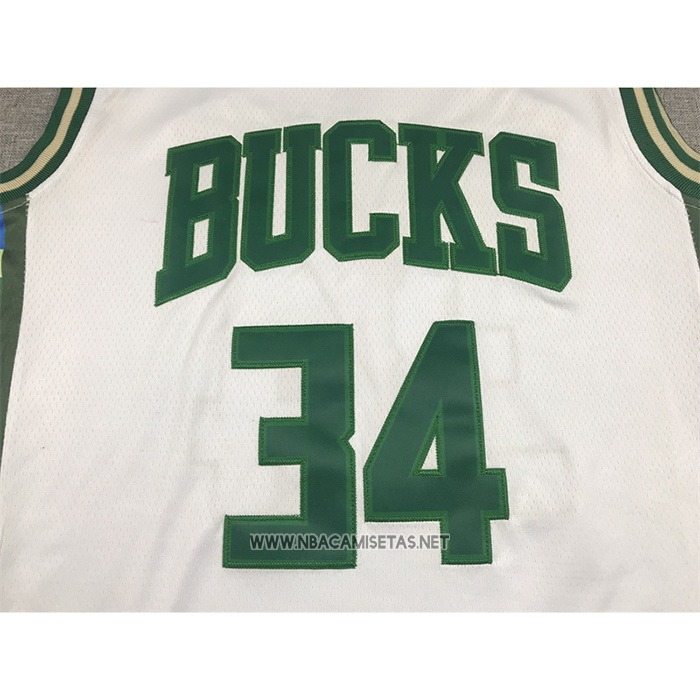 Camiseta Milwaukee Bucks Giannis Antetokounmpo NO 34 Ciudad 2021-22 Blanco